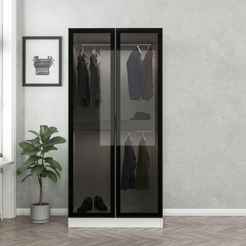Kale Glass Black - Ormar 190 cm Crno-Bijeli slika 2