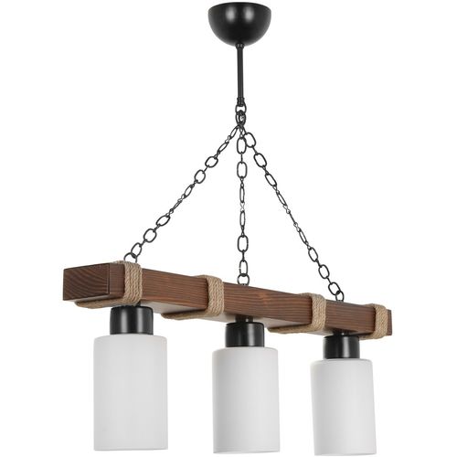 Jasmin 3 lü ahşap ceviz silindir opal camlı White Chandelier slika 2