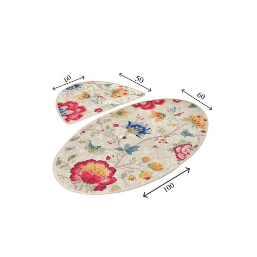 Arya Oval Multicolor Bathmat Set (2 Pieces) slika 3