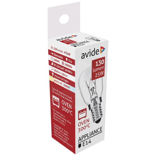 Avide Sijalica za pećnicu, 25W, E14, 3000K, 300 °C, IP20 - Oven 300 °C bulb 25W E14 slika 2