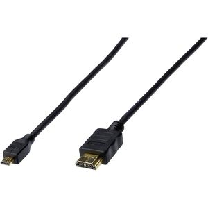 Digitus HDMI priključni kabel HDMI A utikač, HDMI Micro D utikač 1.00 m crna AK-330115-010-S pozlaćeni kontakti HDMI kabel