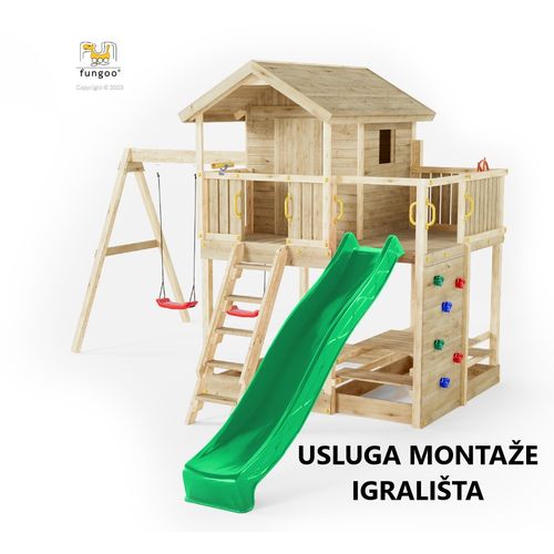 Usluga montaže za drveno dječje igralište MOONLIGHT s toboganom slika 1