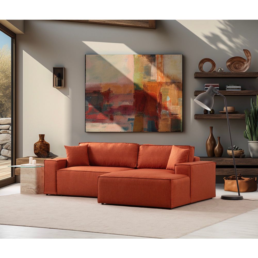 Pırlo Kutni Sofa na Razvlačenje - Narandžasti slika 2