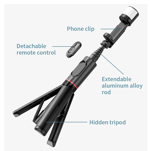 Selfie stick Q12S + tripod crni slika 9