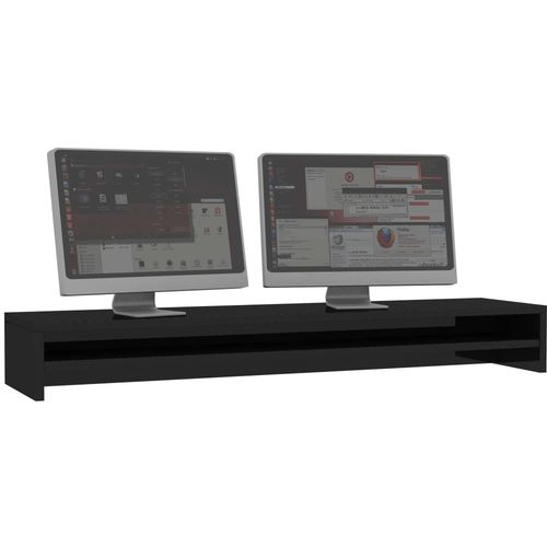 Stalak za monitor visoki sjaj crni 100 x 24 x 13 cm od iverice slika 3