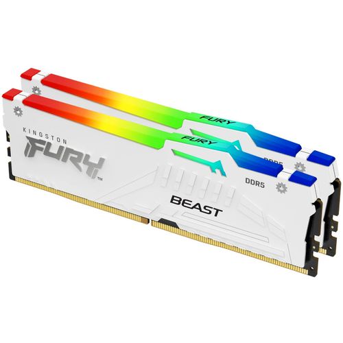 KINGSTON DIMM DDR5 64GB (2x32GB kit) 5200MT/s KF552C40BWAK2-64 Fury Beast RGB White XMP slika 2