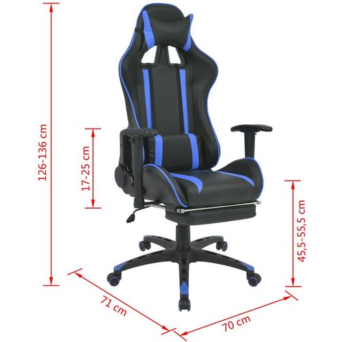 Podesiva igraća uredska stolica s osloncem za noge plava slika 14