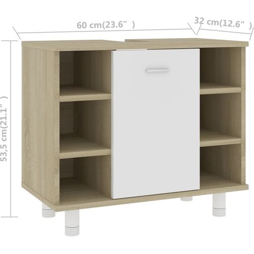 Kupaonski ormarić bijeli i boja hrasta 60x32x53,5 cm od iverice slika 17