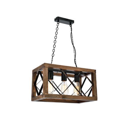 Opviq Zikzak 3Lü Rustik Avize Ceviz Walnut Black Chandelier slika 2