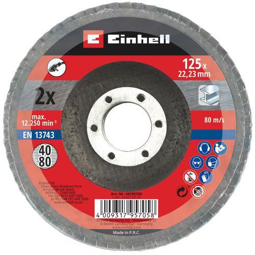 Einhell Pribor za brusilice 2-delni set lamelnih brusnih ploča Ø125mm (1xG40, 1xG80) slika 1