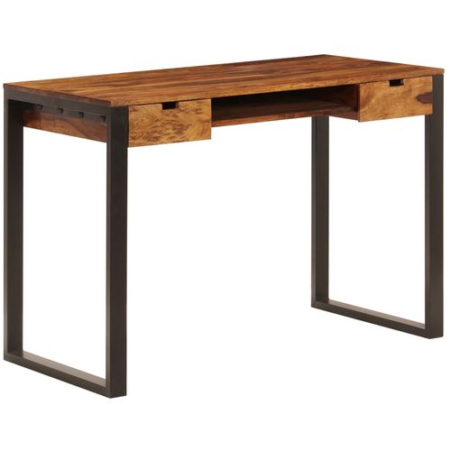 Radni stol od masivnog drva šišama i čelika 110 x 55 x 78 cm slika 1