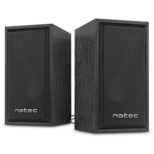 Natec NGL-1229 PANTHER, Stereo Speakers 2.0, 6W RMS, USB power, 3.5mm Connector, Wooden Case, Black slika 2