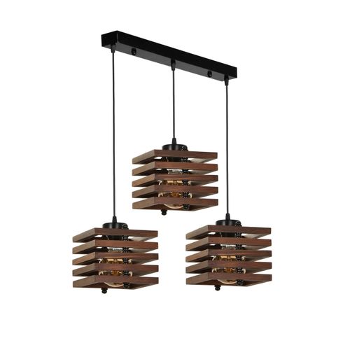 Cara Ahşap 3 Lü Sıralı Ceviz Sarkıt Brown Chandelier slika 2