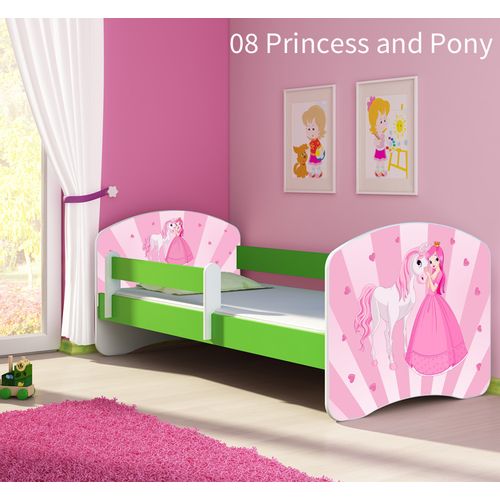 Dječji krevet ACMA s motivom, bočna zelena 160x80 cm 08-princess-with-pony slika 1