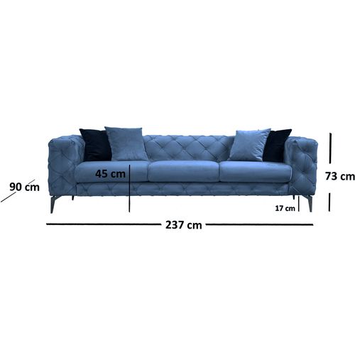 Atelier Del Sofa Trosjed COMO plavi, Como 3 Seater - Blue slika 4