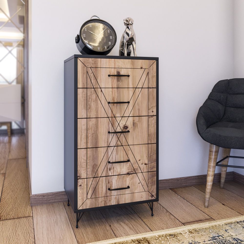 Planet Anthracite Komoda od Hrasta slika 1