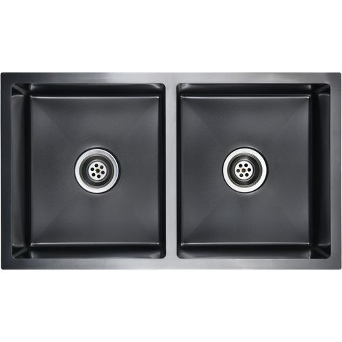 Ručno rađeni kuhinjski sudoper s cjedilom crni nehrđajući čelik slika 11