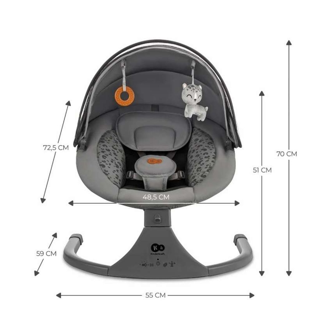 Kinderkraft Električna ležaljka Lumi2, Dark Gray slika 5