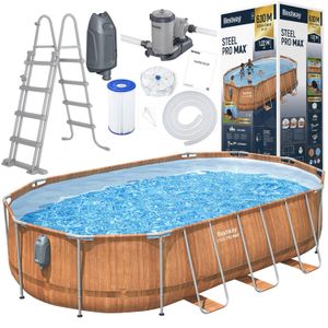 Bestway Frame Pool 610x366x122 Board 10in1 Pumpa Ljestve + LED 56719