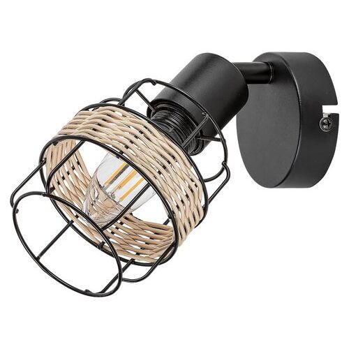 Rabalux Indiana, metal zidna lampa, sa natural waven decor E14 slika 1