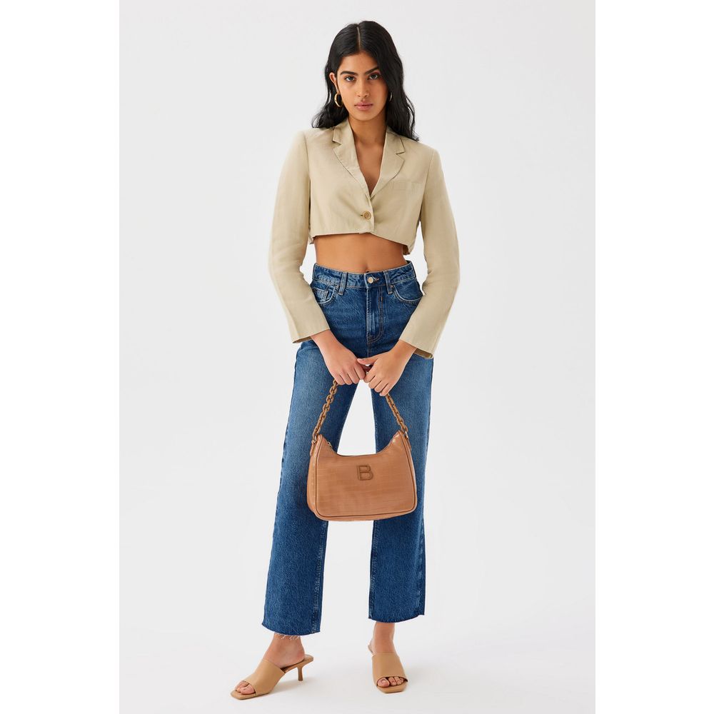 Elegantna Torba preko Ramena 'Croco Tan' u Boji Tana slika 7