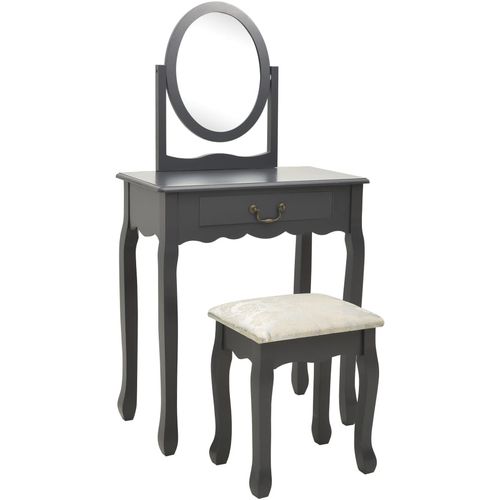 Toaletni stolić sa stolcem sivi 65x36x128 cm paulovnija i MDF slika 34
