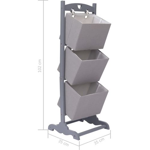 Stalak s košarama na 3 razine tamnosivi 35 x 35 x 102 cm drveni slika 12