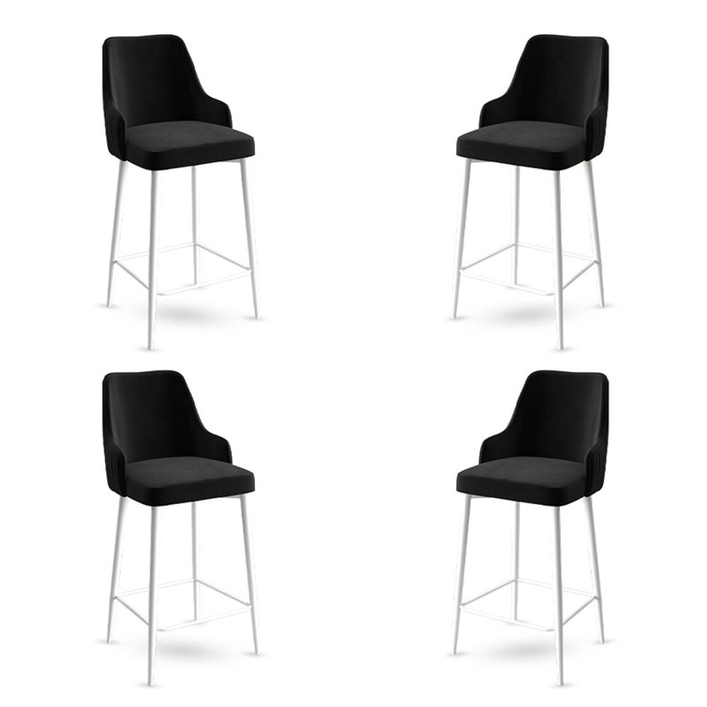 Enox - Crni i Bijeli Bar Stolac Set (4 Komada) slika 1