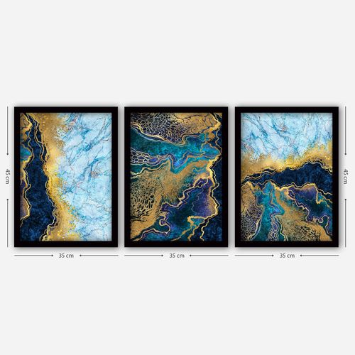 3SC41 Multicolor Decorative Framed Painting (3 Pieces) slika 2