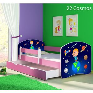 Dječji krevet ACMA s motivom, bočna roza + ladica 180x80 cm 22-cosmos