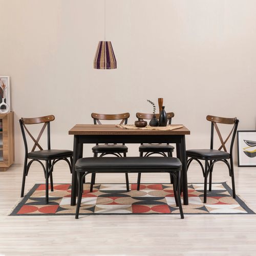 Woody Fashion Set stolova i stolica (6 komada), Crno, OLV-SA-TK15 slika 1