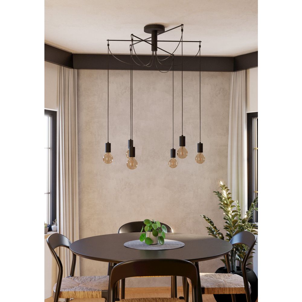 Eglo stropna rasvjeta musara e27 6x60w crno v:850mm o790mm slika 4
