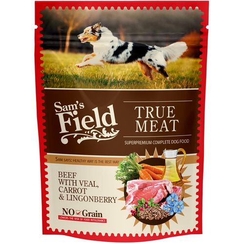 SAM´S FIELD True Meat Hrana za Pse Govedina, Teletina, Mrkva i Brusnica, 260 g slika 1