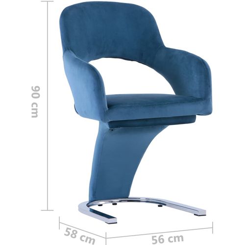 Blagovaonske stolice 6 kom plave baršunaste slika 8