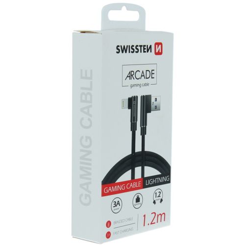 SWISSTEN kabel Arcade USB/Lightning, 3A, 1.2m, L-konektor, crni slika 3