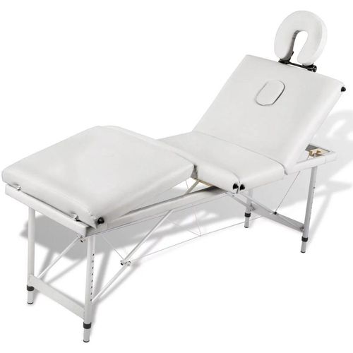 Krem bijeli sklopivi masažni četvorodijelni stol s aluminijskim okvirom slika 5