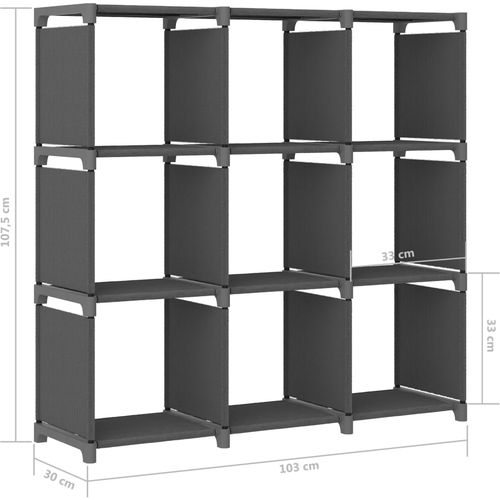Police za izlaganje s 9 kocki od tkanine 103x30x107,5 cm sive slika 7