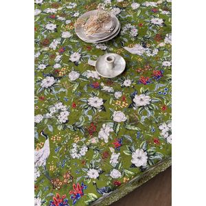 Green Flower 160 x 260 Green Tablecloth
