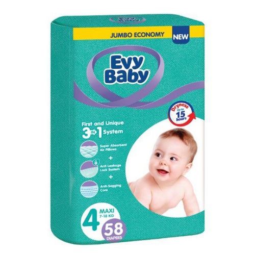 Evy Baby Pelene Jumbo 4 Maxi 8-18kg, 58kom 3u1 slika 1