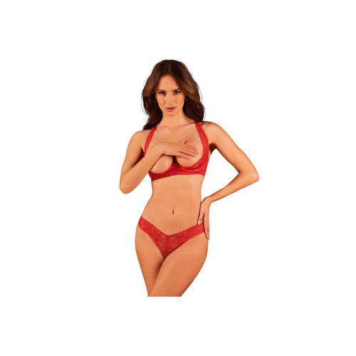 OBSESSIVE - LACELOVE CUPLESS TWO PIECES SET RED XS/S slika 1