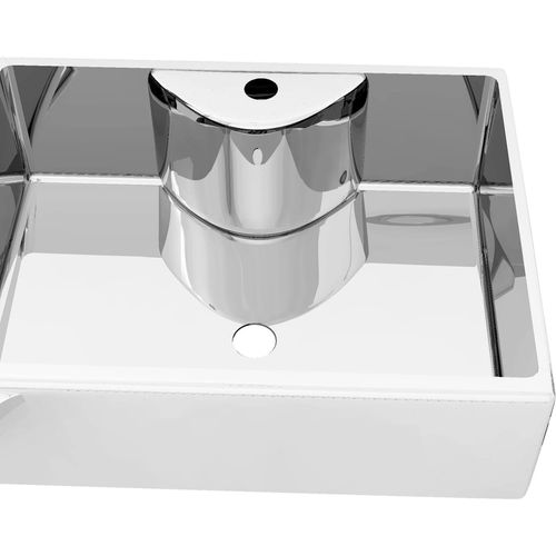 Umivaonik s otvorom za slavinu 48x37x13,5 cm keramički srebrni slika 10