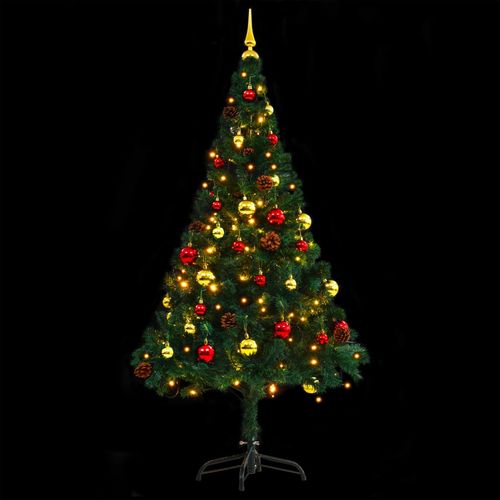 Umjetno božićno drvce s kuglicama i LED svjetlima zeleno 150cm slika 11