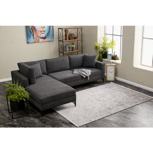 Atelier Del Sofa Kutna garnitura, Antracit Crno, Berlin Left - Anthracite, Black slika 2