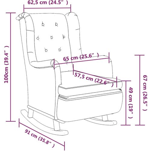 Fotelja s nogama za ljuljanje od kaučukovca krem od tkanine slika 8