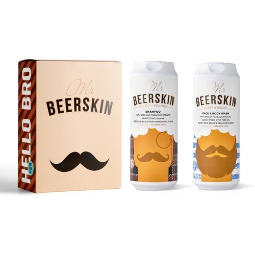 BEERSKIN HELLO BRO, Gift Set 2x440ml: 1xDANDRUFF FIGHTING SHAMPOO & 1xFACE & BODY WASHING GEL slika 1