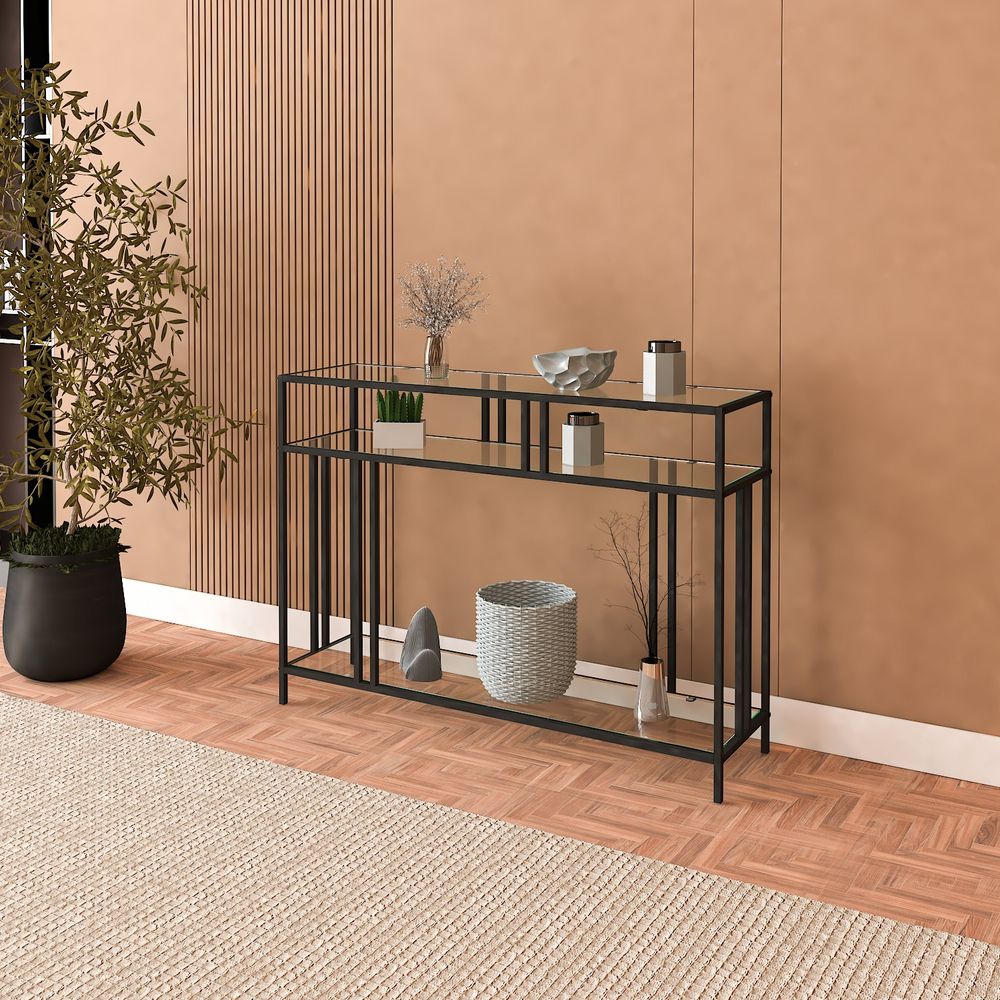 Venedik - Crni Stakleni Komodin 100 Black Sideboard slika 1