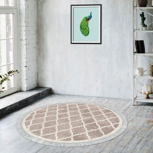 Kremasto-smeđi hodnički tepih ALN400601KR17 (100 x 100 cm)