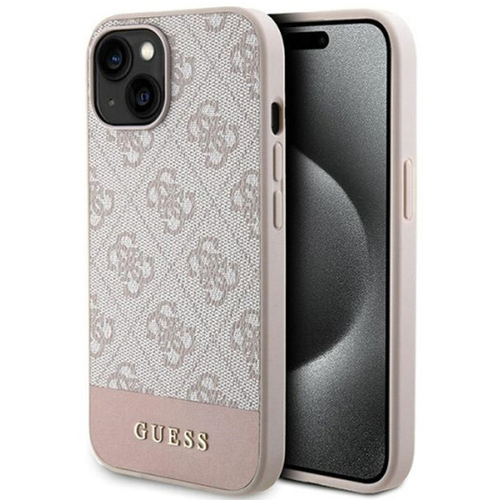 Maska Guess Hc PC/TPU 4G Bottom Stripe za iPhone 15 6.1 roze (GUHCP15SG4GLPI) slika 1