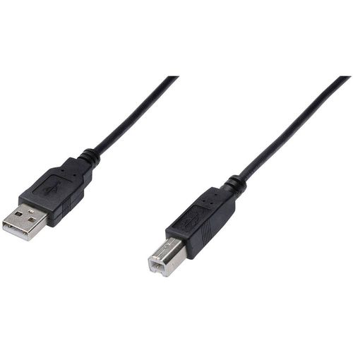 Digitus USB kabel USB 2.0 USB-A utikač, USB-B utikač 1.00 m crna okrugli, dvostruko zaštićen AK-300105-010-S slika 1