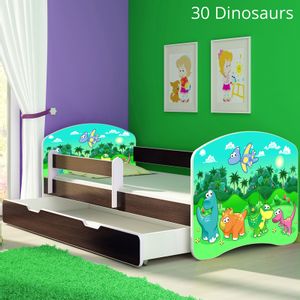 Dječji krevet ACMA s motivom, bočna wenge + ladica 160x80 cm 30-dinosaurs